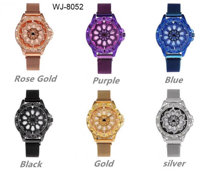 Relógio análogo de aço inoxidável de quartzo da faixa de relógio das meninas novas da forma do projeto WJ-8414