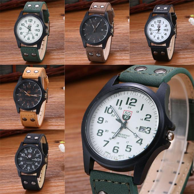 Relógios de pulso de alta qualidade dos homens do calendário original da forma da correia da lona WJ-4613