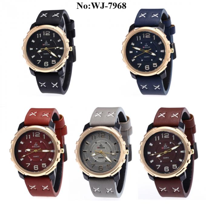Relógio do couro de quartzo dos homens da forma WJ-7970