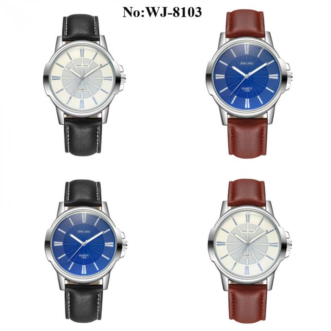 A venda WJ-7967 quente olha o pulso dos homens formar aos homens de couro o relógio análogo