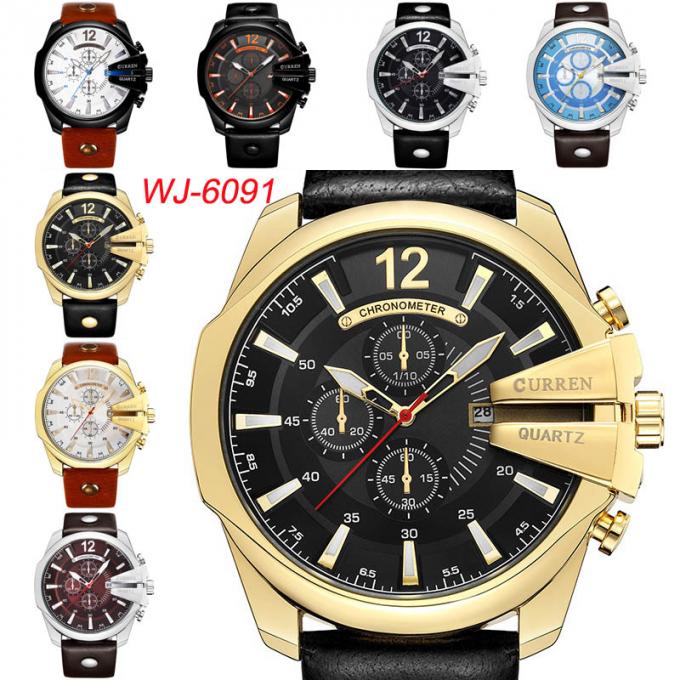 Dos homens novos das Amazonas do tipo de WJ-7601 o relógio elegante 30 da correia do quartzo CURREN mede o relógio japonês impermeável do núcleo