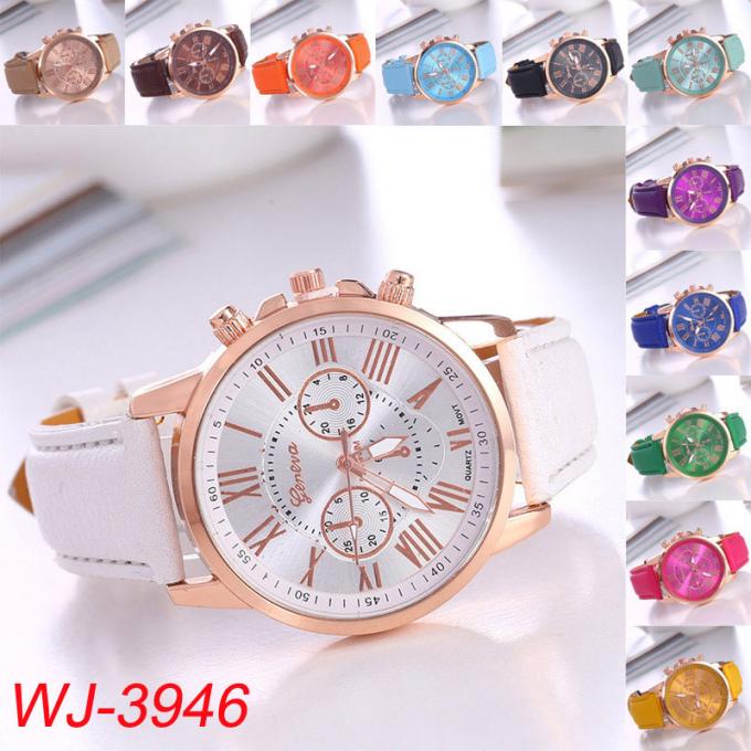 Qualidade da mulher da forma WJ-8448 boa relógio branco do couro de muitas mulheres da faixa das cores