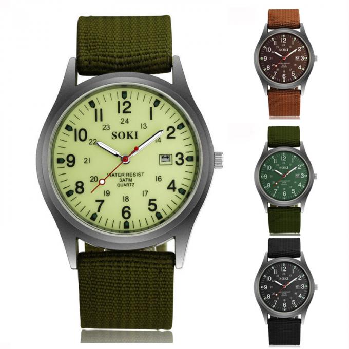 Relógios brandnew do couro da cor do fósforo do projeto de WJ-6931 2018 SOKI para relógios de quartzo dos homens com data