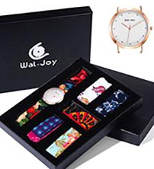 O tipo da Wal-alegria fez malha os relógios exteriores ajustados 2017 dos homens de quartzo da caixa luxuosa da correia